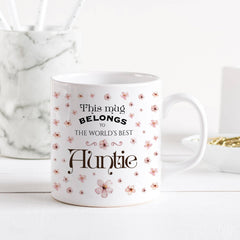 This Mug Belongs To The World's Best Sister Mug, Christmas or Birthday Gift For Sister, Present Idea, Flower Floral Design