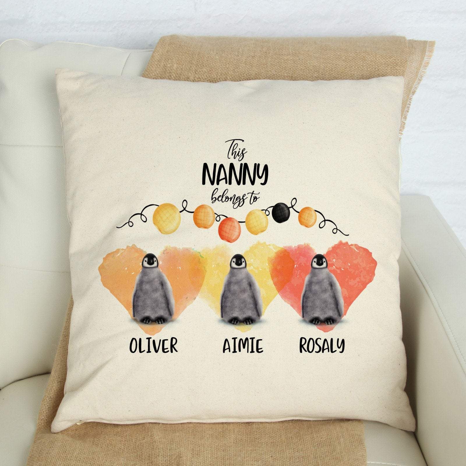 This Nanny belong to cushion cover with grandchildren names,Personalised grandma gift