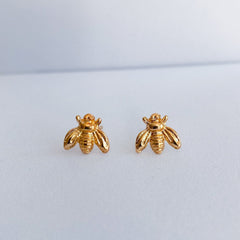 Tiny Honey Bee Stud Earrings with Don't Worry Bee Happy Card, Christmas Birthday Gift for Her Secret Santa Gift Friends