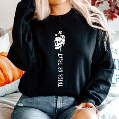 Trick or treat skeleton adult jumper, Funny Halloween costume for men and women