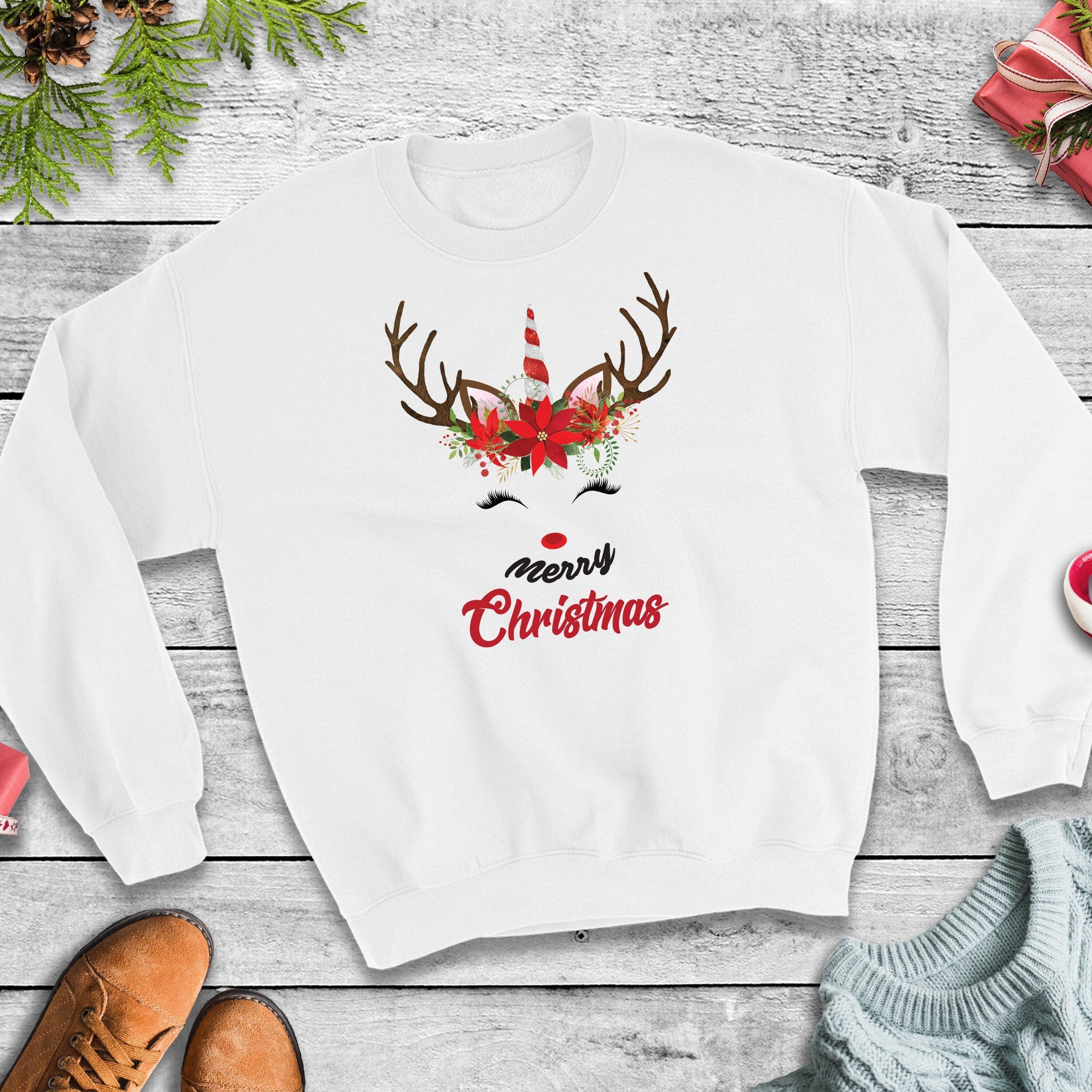Unicorn Reindeer Merry Christmas jumper, Unisex Kids & Adult sizes, Rudolph Christmas jumpers