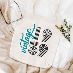 Vintage Birthday Gift For Her, 1979, 1989, 1969, 1959 Tote Bag, Wife Unique Birthday Gift