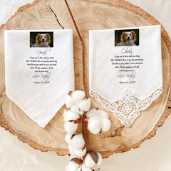 Wedding Handkerchief From Your Dog With Photo, Personalised Gift For The Bride Gift For The Grooms Pet