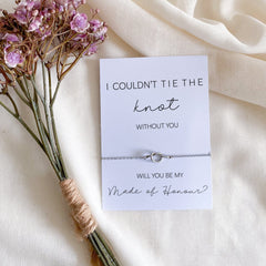 Will you be my bridesmaid card and knot adjustable bracelet, Personalised maid of honour, Bridesmaid Bracelet