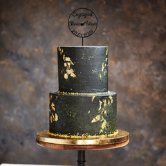 Wooden Engagement Cake Topper with a Date and Names, Custom Wood Decor Bridal Shower EN1