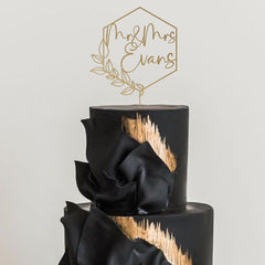 Wooden Mr and Mrs Cake Topper for Wedding, Script Font Personalised Anniversary Custom Engagement Topper KS2