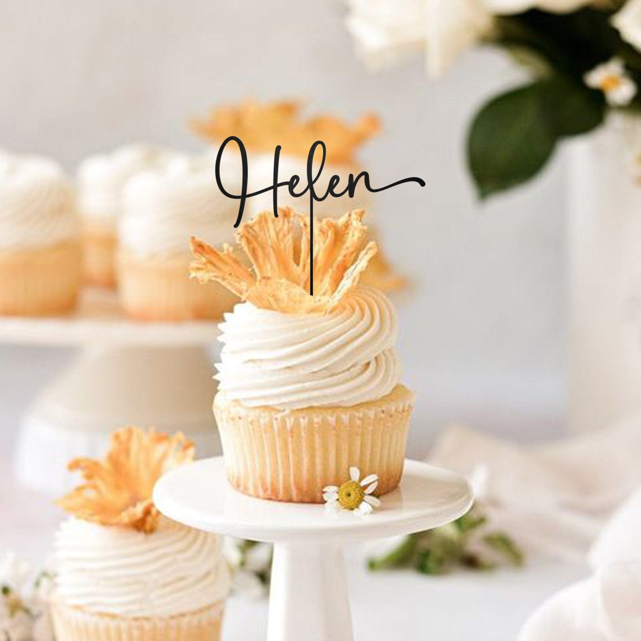 Wooden Name Cupcake Topper Personalised Party Decor Name Food Picks Graduation Birthday Custom Pick