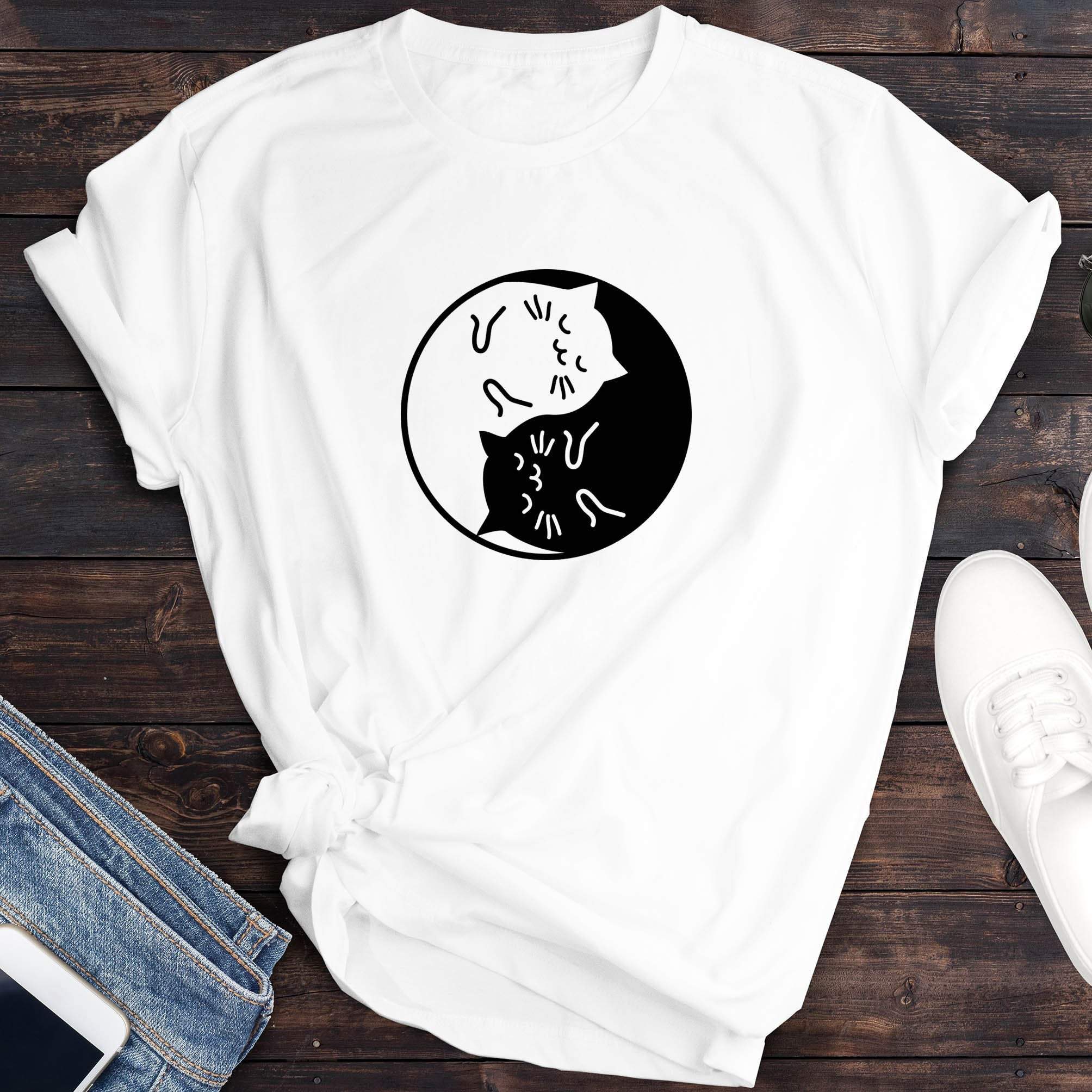 Yin Yang cute cat t-shirt, Gift For Cat Owner, Gift for her him, Cat lover gift