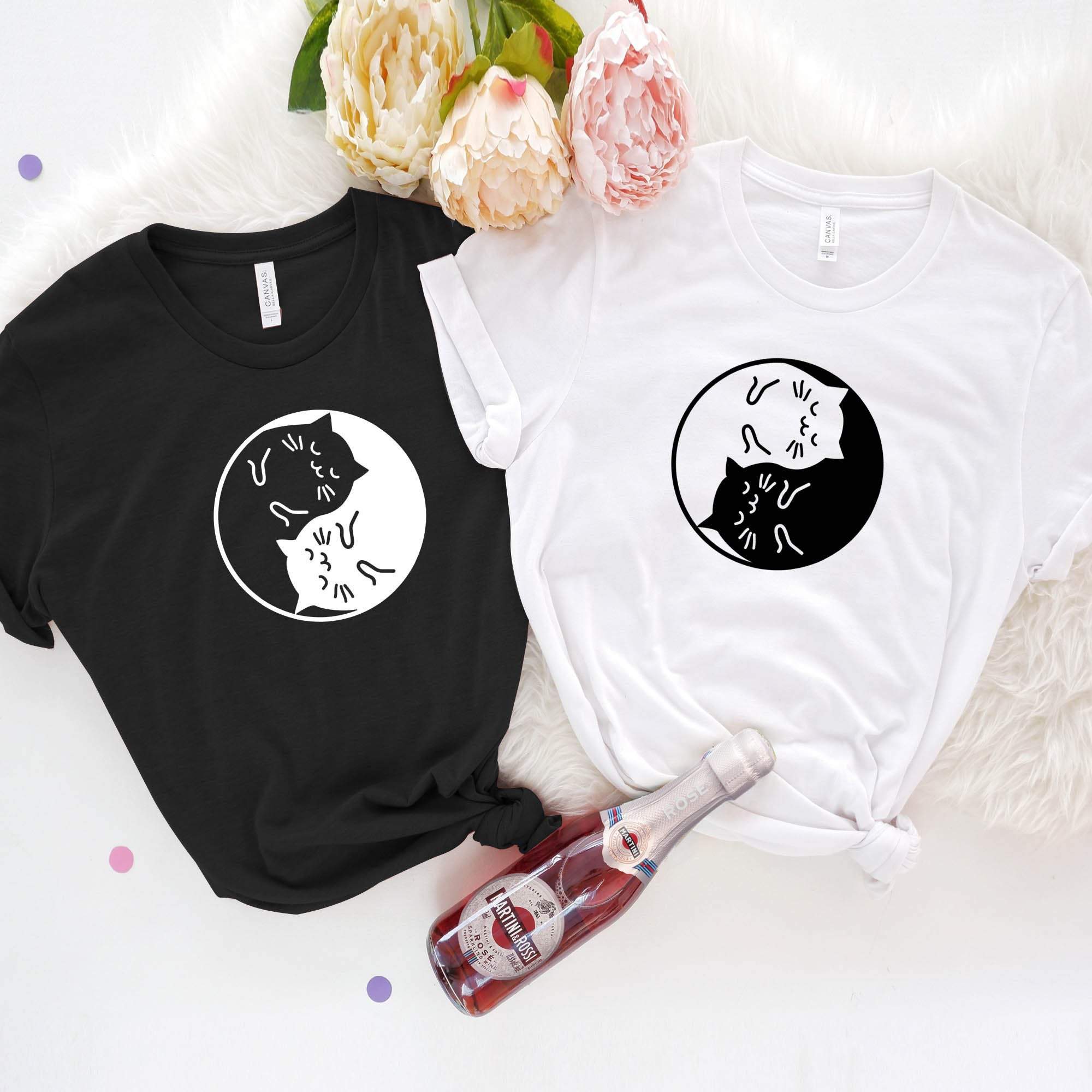 Yin Yang cute cat t-shirt, Gift For Cat Owner, Gift for her him, Cat lover gift