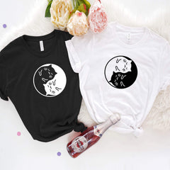 Yin Yang cute cat t-shirt, Gift For Cat Owner, Gift for her him, Cat lover gift