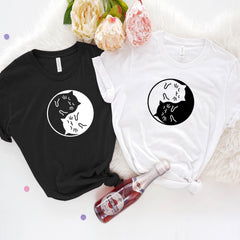 Yin Yang cute cat t-shirt, Gift For Cat Owner, Gift for her him, Gift for Pet Lover