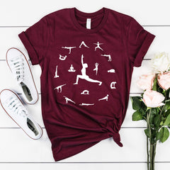 Yoga poses t-shirt, Yoga Gift for women, Yogi gift, Woman's men's GYM exercise Top